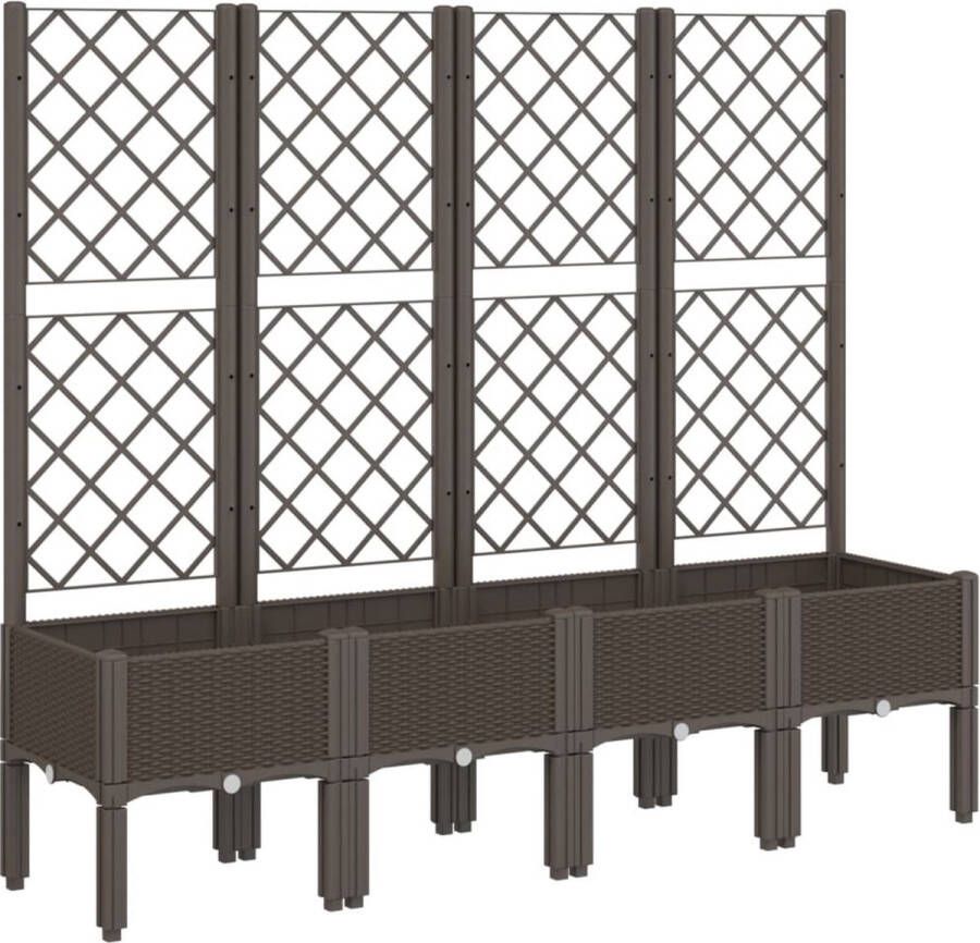 VidaXL Plantenbak met latwerk 160x40x142 cm polypropeen bruin