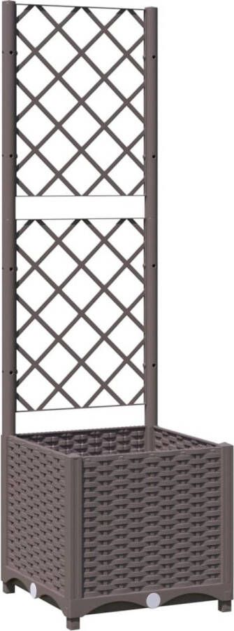 VidaXL Plantenbak met latwerk 40x40x136 cm polypropeen bruin