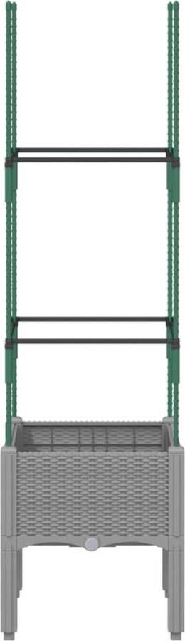 VidaXL Plantenbak met latwerk 40x40x142 5 cm polypropeen lichtgrijs