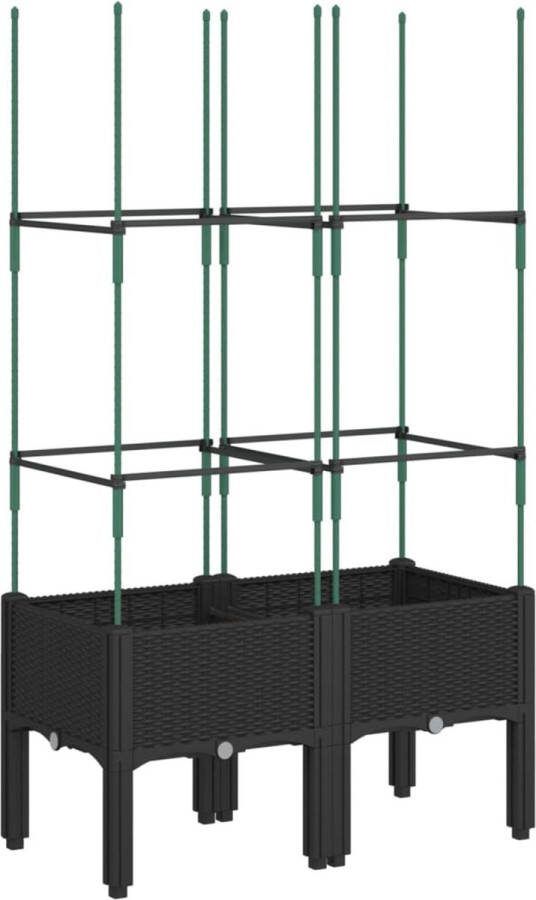 VidaXL Plantenbak met latwerk 80x40x142 5 cm polypropeen zwart