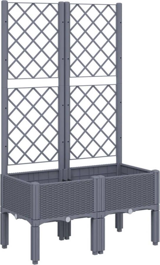 VidaXL Plantenbak met latwerk 80x40x142 cm polypropeen grijs