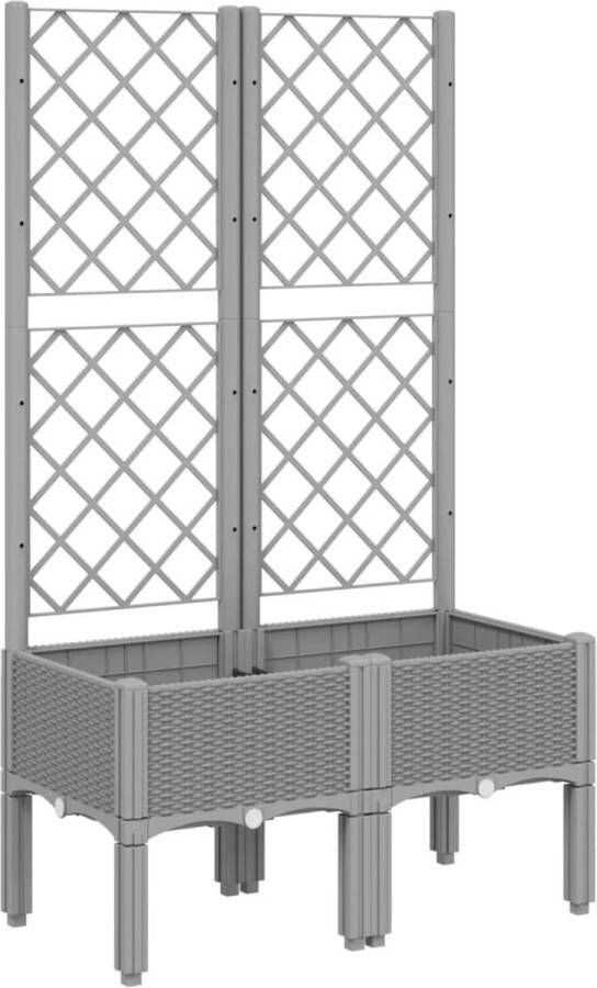 VidaXL Plantenbak met latwerk 80x40x142 cm polypropeen lichtgrijs