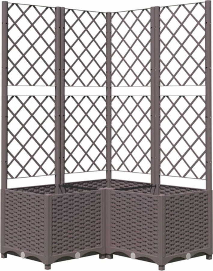 VidaXL Plantenbak met latwerk 80x80x136 cm polypropeen bruin