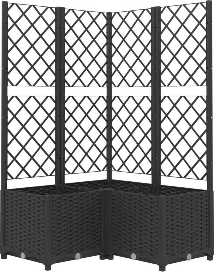 VidaXL -Plantenbak-met-latwerk-80x80x136-cm-polypropeen-zwart