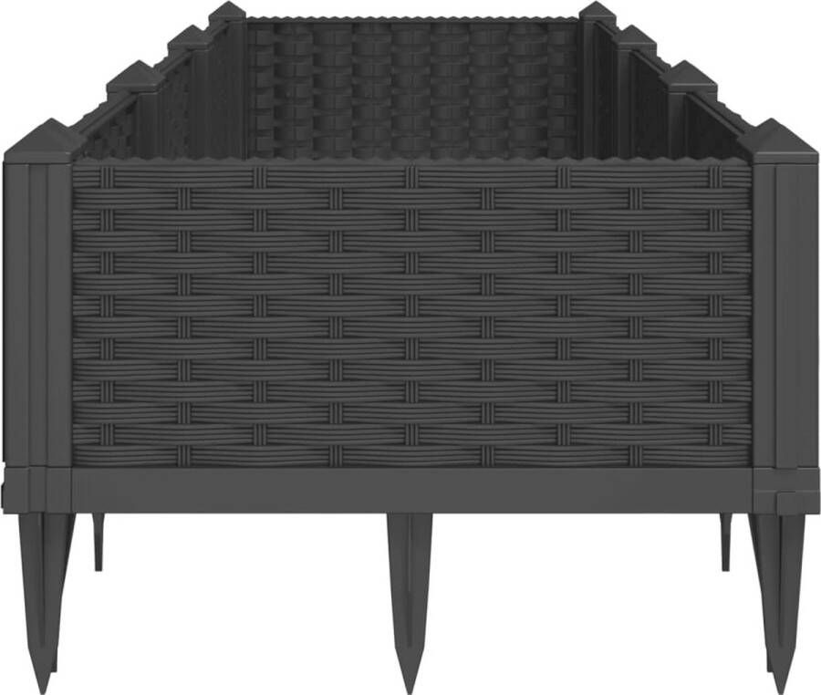 VidaXL Plantenbak met pinnen 125x40x28 5 cm polypropeen zwart