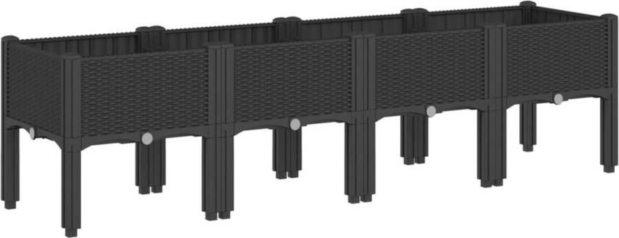 VidaXL Plantenbak met poten 160x40x42 cm polypropeen zwart