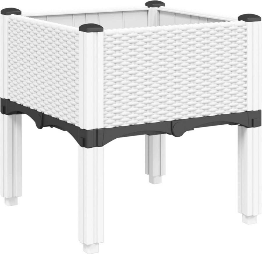 VidaXL Plantenbak met poten 40x40x42 cm polypropeen wit
