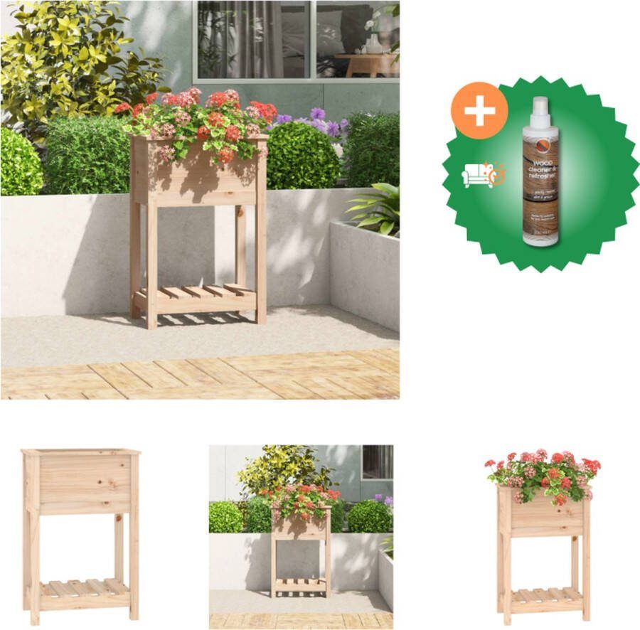 VidaXL Plantenbak met schap 54x34 5x81 cm massief grenenhout Bloempot Inclusief Houtreiniger en verfrisser