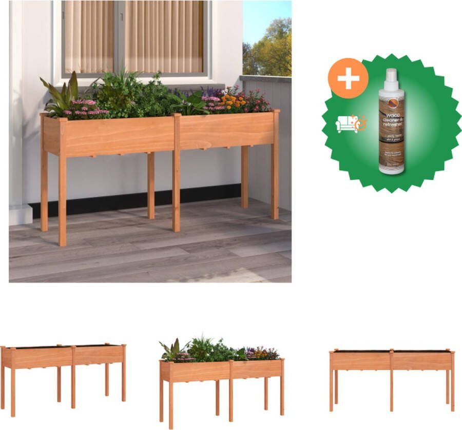 VidaXL Plantenbak met voering 161x45x76 cm massief vurenhout bruin Bloempot Inclusief Houtreiniger en verfrisser