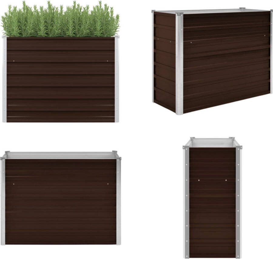 VidaXL Plantenbak verhoogd 100x40x77 cm gegalvaniseerd staal bruin Verhoogde Tuinbak Verhoogde Tuinbakken Verhoogde Plantenbak Verhoogde Plantenbakken