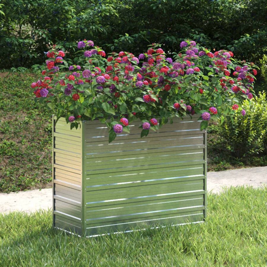 VidaXL -Plantenbak-verhoogd-100x40x77-cm-gegalvaniseerd-staal-zilver