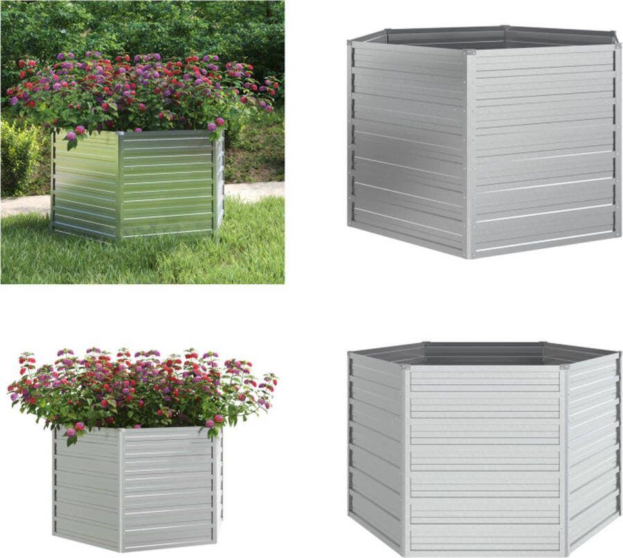 VidaXL Plantenbak verhoogd 129x77 cm gegalvaniseerd staal zilverkleur Verhoogde Plantenbak Verhoogde Plantenbakken Plantenbak Tuinbak