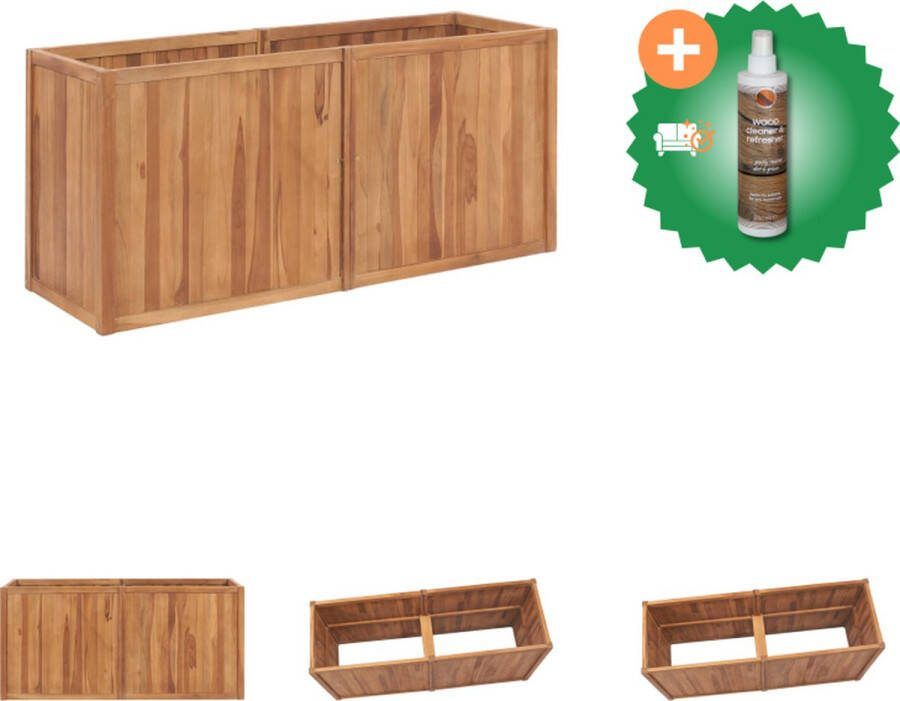 VidaXL Plantenbak verhoogd 150x50x70 cm massief teakhout Bloempot Inclusief Houtreiniger en verfrisser