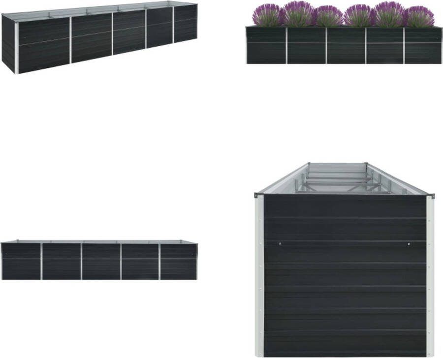 VidaXL Plantenbak verhoogd 400x80x45 cm gegalvaniseerd staal antraciet Verhoogde Tuinbak Verhoogde Tuinbakken Verhoogde Plantenbak Verhoogde Plantenbakken