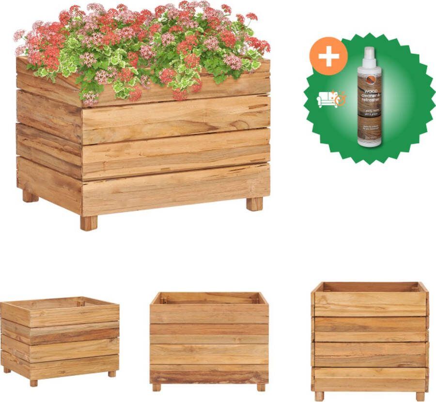 VidaXL Plantenbak verhoogd 50x40x38 cm gerecycled teakhout en staal Bloempot Inclusief Houtreiniger en verfrisser