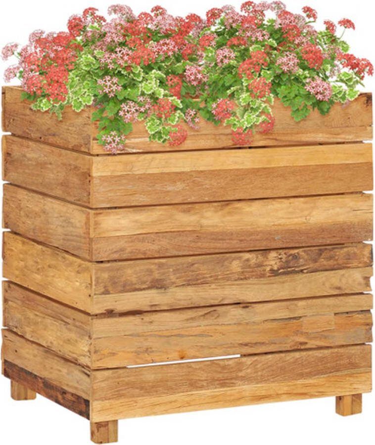 VidaXL Plantenbak Verhoogd 50x40x55 Cm Gerecycled Teakhout En Staal
