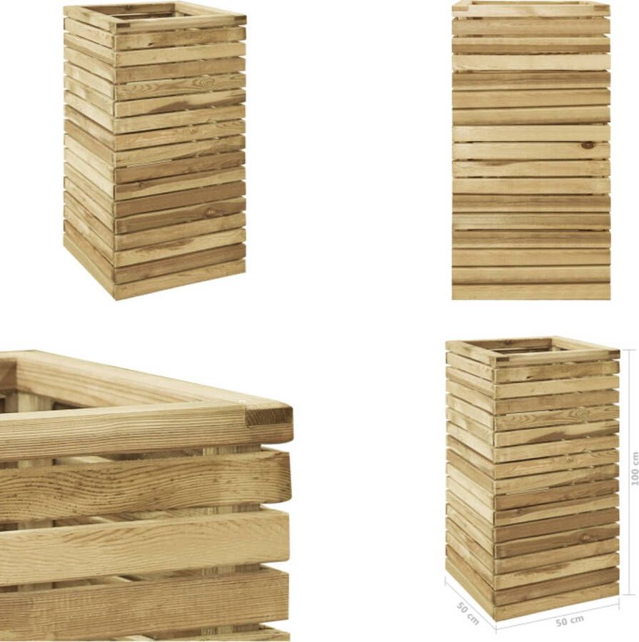 VidaXL Plantenbak verhoogd 50x50x100 cm geïmpregneerd grenenhout Houten Plantenbak Houten Plantenbakken Verhoogde Plantenbak Verhoogde Plantenbakken