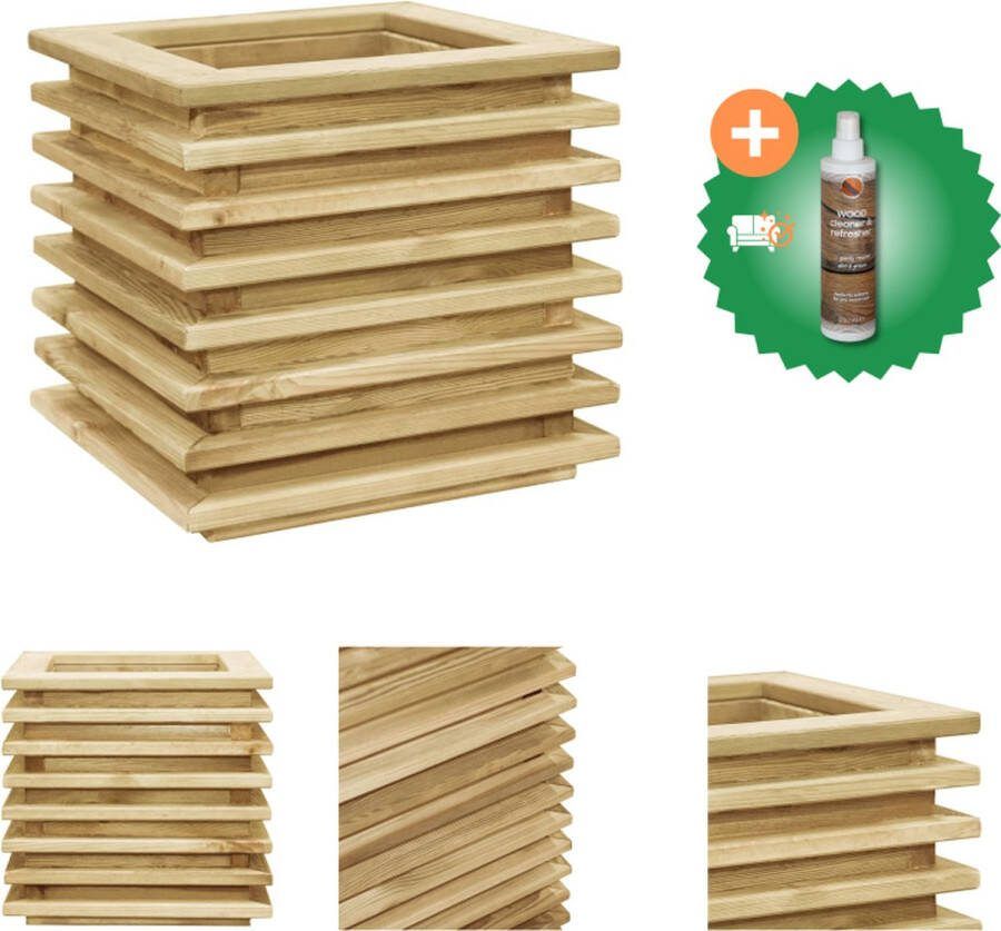 VidaXL Plantenbak verhoogd 50x50x40 cm geïmpregneerd grenenhout Bloempot Inclusief Houtreiniger en verfrisser