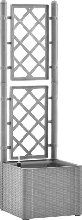 VidaXL -Plantenbak-verhoogd-met-latwerk-en-zelfbewateringssysteem-grijs