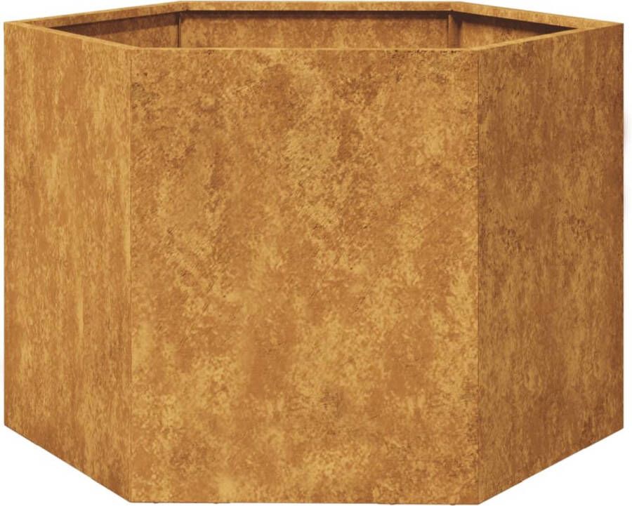 VidaXL Plantenbak zeshoek 69x60x45 cm cortenstaal