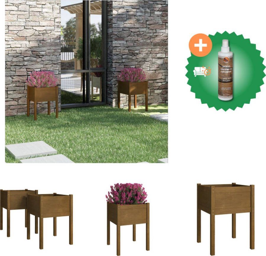 VidaXL Plantenbaken 2 st 50x50x70 cm massief grenenhout honingbruin Bloempot Inclusief Houtreiniger en verfrisser