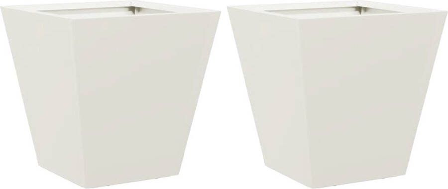 VidaXL Plantenbakken 2 st 30x30x30 cm staal wit