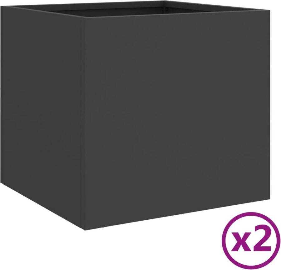 VidaXL Plantenbakken 2 st 32x30x29 cm staal zwart