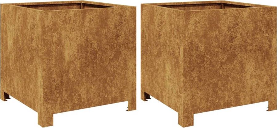 VidaXL Plantenbakken 2 st 40x40x40 cm cortenstaal