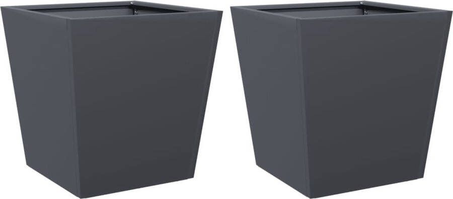 VidaXL Plantenbakken 2 st 40x40x40 cm staal antracietkleurig