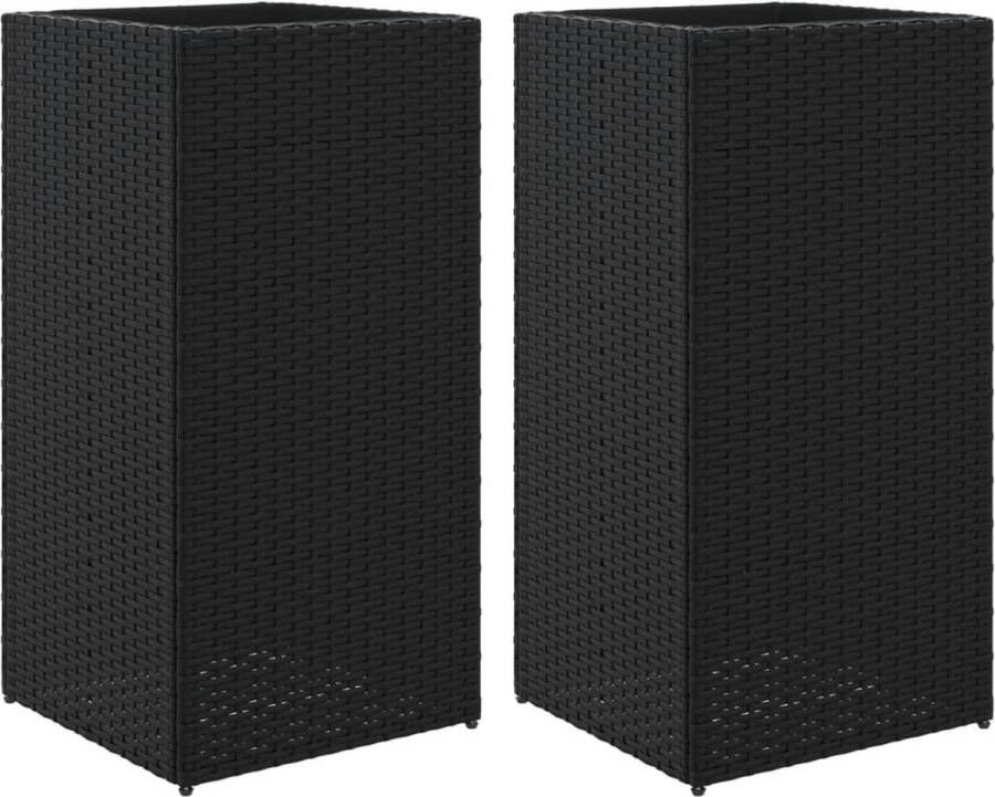 VidaXL Plantenbakken 2 st 40x40x80 cm poly rattan zwart