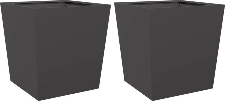 VidaXL Plantenbakken 2 st 50x50x50 cm staal zwart