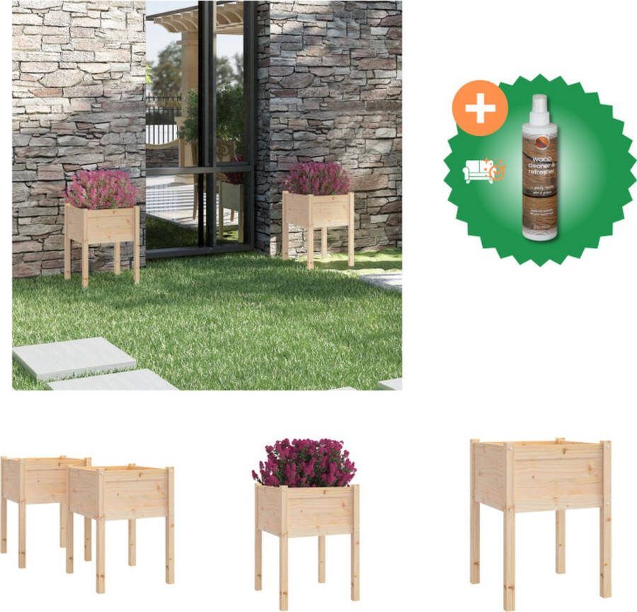 VidaXL Plantenbakken 2 st 50x50x70 cm massief grenenhout Bloempot Inclusief Houtreiniger en verfrisser
