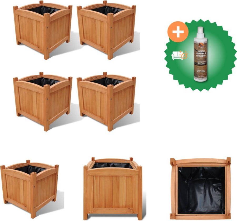 VidaXL Plantenbakken verhoogd 4 st 30x30x30 cm Bloempot Inclusief Houtreiniger en verfrisser