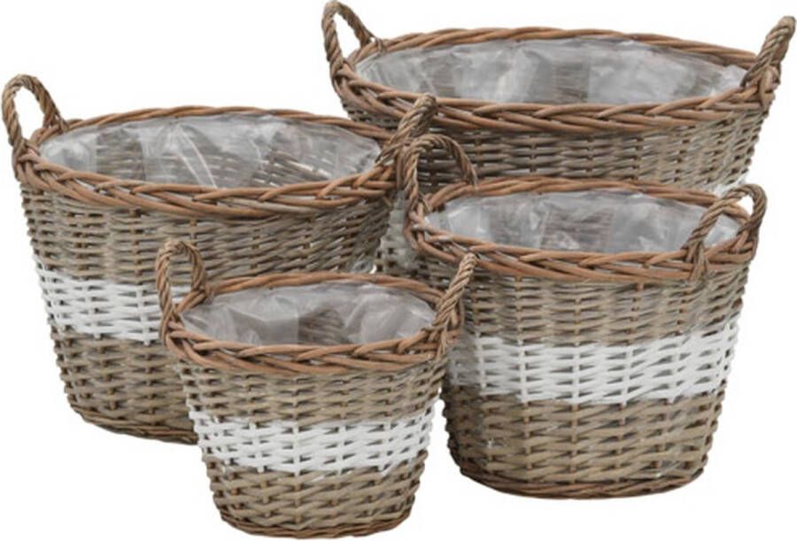 VidaXL -Plantenbakken-verhoogd-4-st-wicker-met-PE-voering