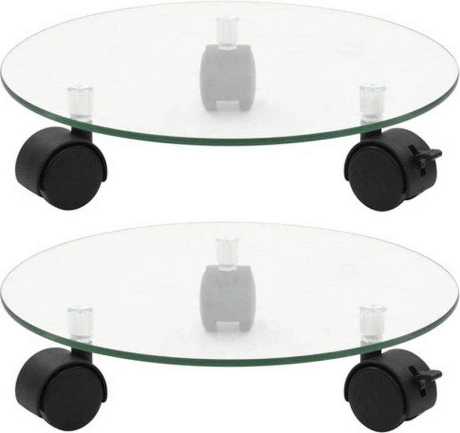 VidaXL -Plantenrollers-rond-28-cm-gehard-glas-2-st