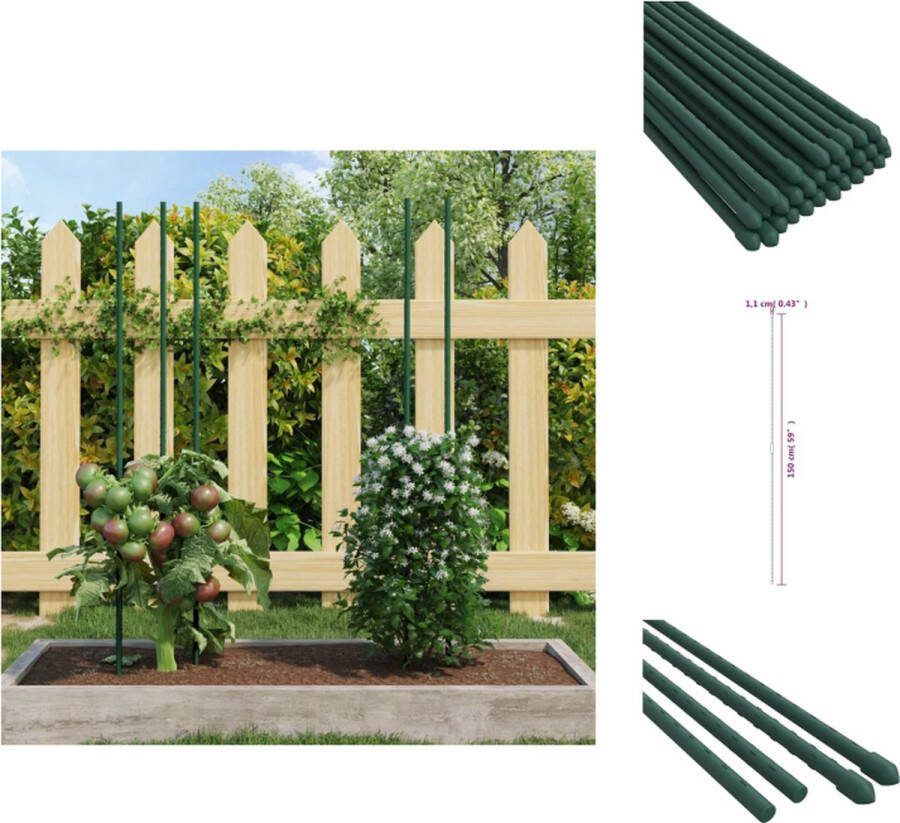 VidaXL Plantenstaak Groen 1.1 x 115 cm (ø x H) Set van 3 Plantensteun