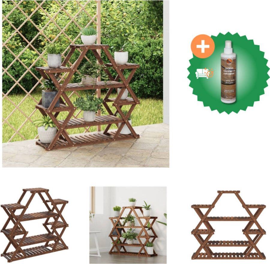 VidaXL Plantenstandaard 110x25x105 cm massief vurenhout Plantenrek Inclusief Houtreiniger en verfrisser