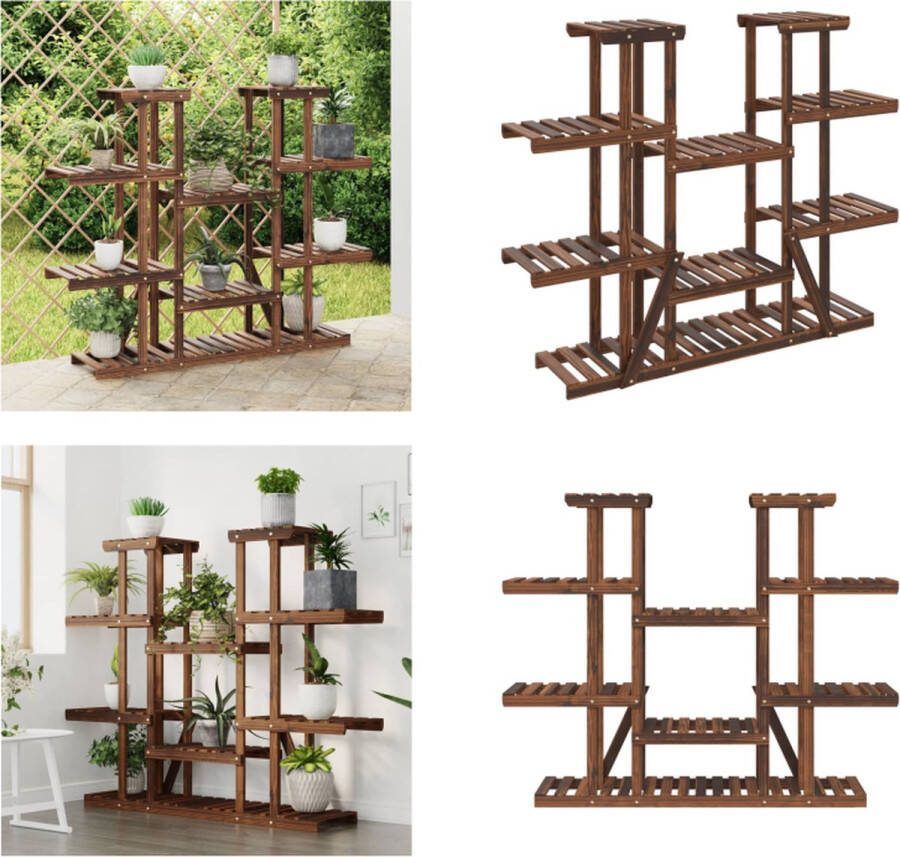 VidaXL Plantenstandaard 110x25x110-5 cm massief vurenhout Bloemenstandaard Bloemenstandaards Plantenstandaard Bloempotstandaard