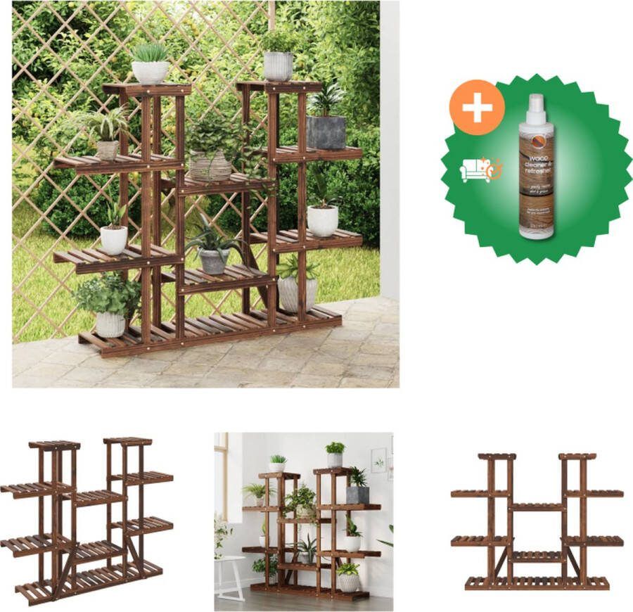 VidaXL Plantenstandaard 110x25x110 5 cm massief vurenhout Plantenrek Inclusief Houtreiniger en verfrisser
