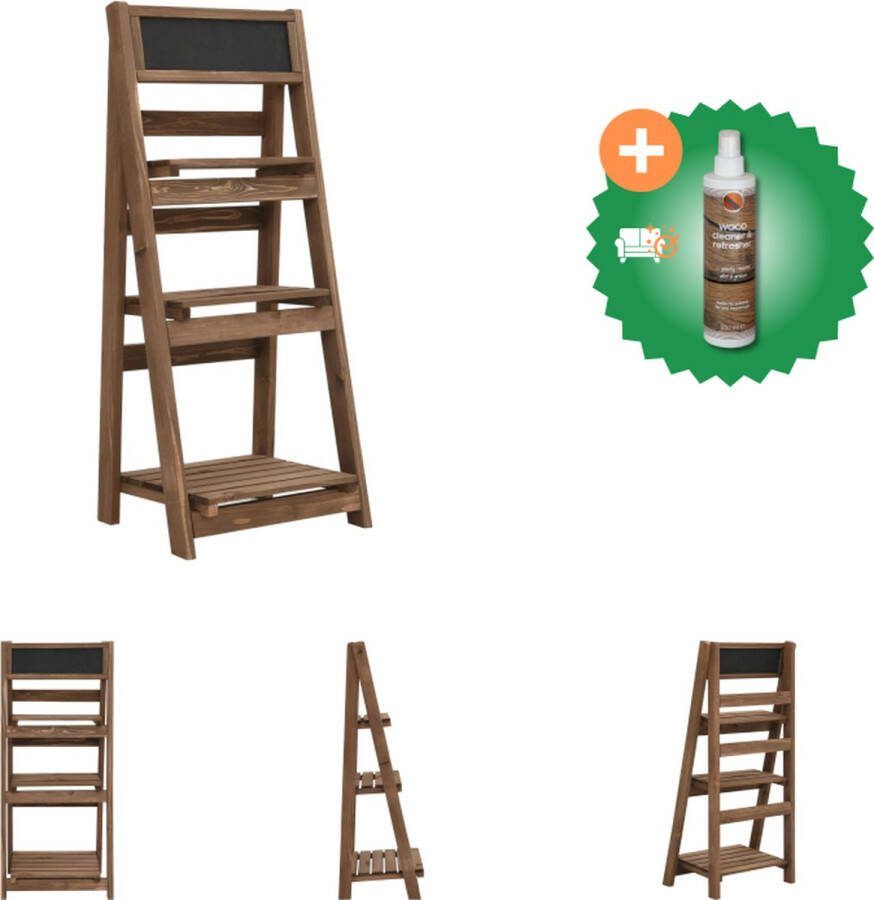 VidaXL Plantenstandaard 3 laags met bord 40x30x90 cm massief vurenhout Plantenrek Inclusief Houtreiniger en verfrisser