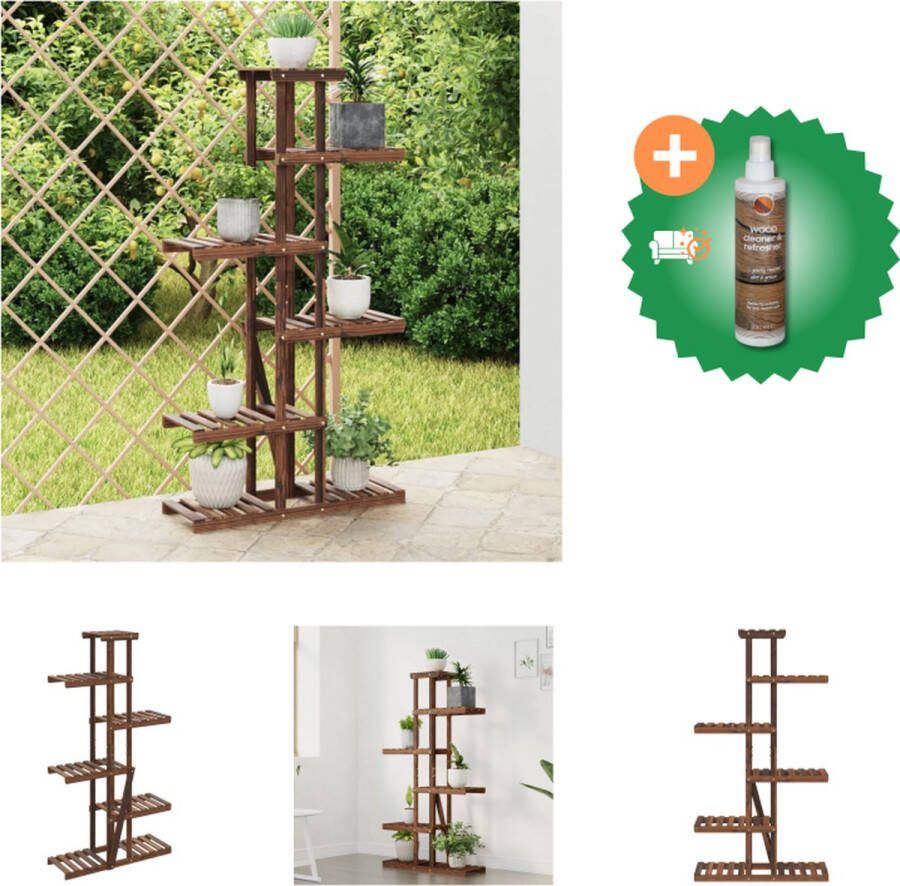 VidaXL Plantenstandaard 75x25x140 5 cm massief vurenhout Plantenrek Inclusief Houtreiniger en verfrisser