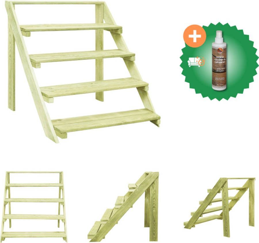 VidaXL Plantenstandaard 80x80x80 cm geïmpregneerd grenenhout Plantenrek Inclusief Houtreiniger en verfrisser
