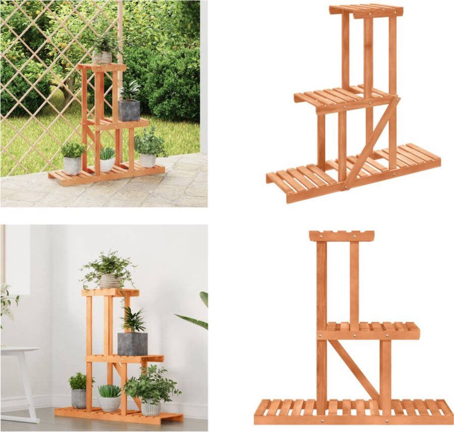 VidaXL Plantenstandaard 81x25x75-5 cm massief vurenhout Bloemenstandaard Bloemenstandaards Plantenstandaard Bloempotstandaard