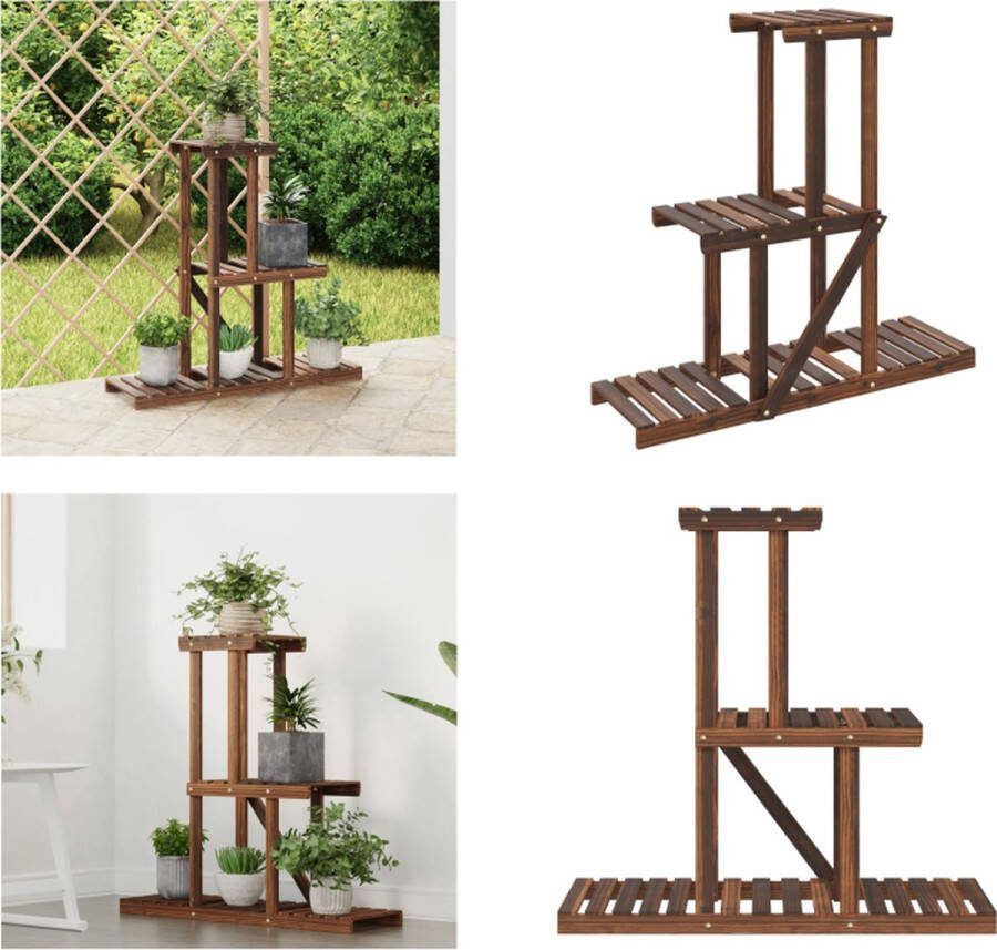 VidaXL Plantenstandaard 81x25x75-5 cm massief vurenhout Bloemenstandaard Bloemenstandaards Plantenstandaard Bloempotstandaard