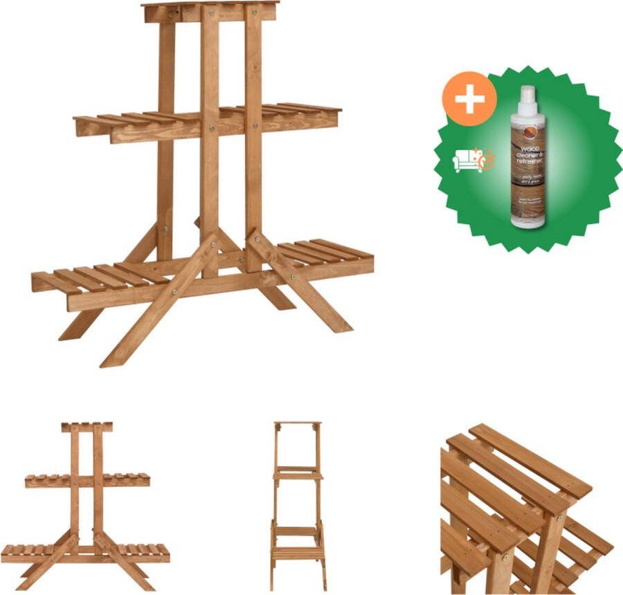 VidaXL Plantenstandaard 83x25x83 cm vurenhout Plantenrek Inclusief Houtreiniger en verfrisser