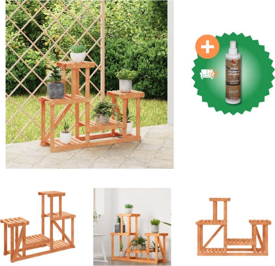 VidaXL Plantenstandaard 90x25x73 5 cm massief vurenhout Plantenrek Inclusief Houtreiniger en verfrisser