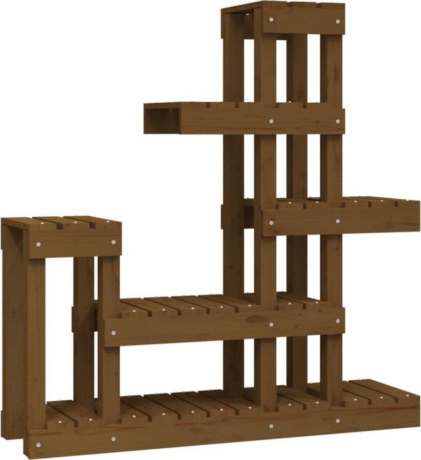 VidaXL -Plantenstandaard-92x25x97-cm-massief-grenenhout-honingbruin