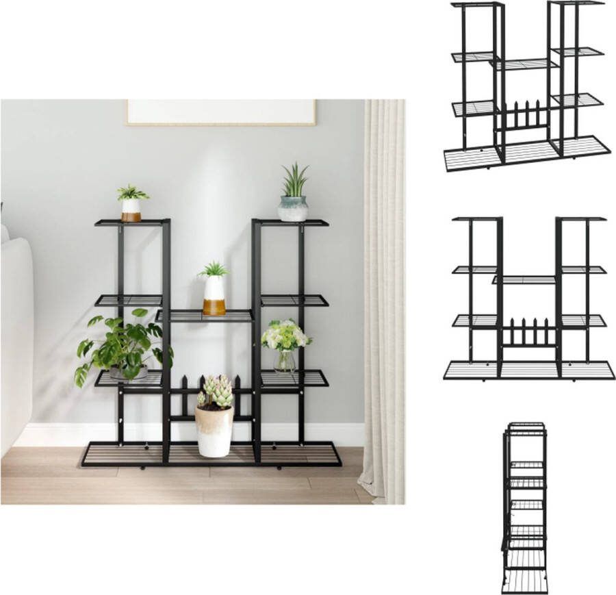 VidaXL Plantenstandaard IJzer 94.5 x 25 x 89 cm Zwart Plantenrek