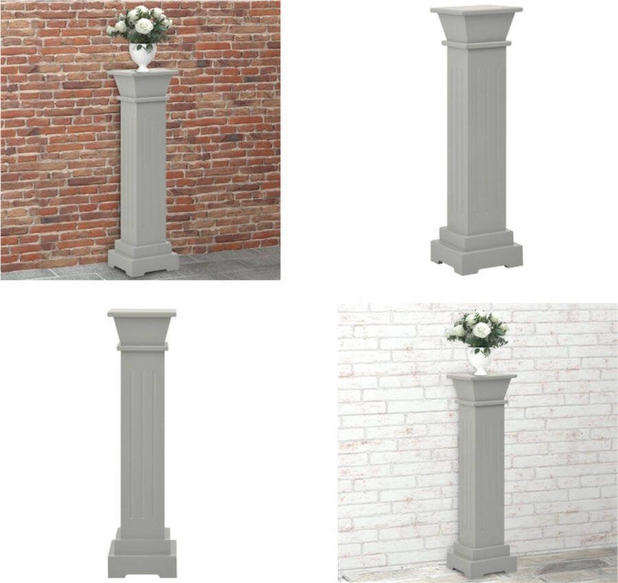 VidaXL Plantenstandaard klassieke zuil vierkant 17x17x66 cm MDF grijs Plantenstandaard Plantenstandaarden Planten Standaard Planten Standaarden