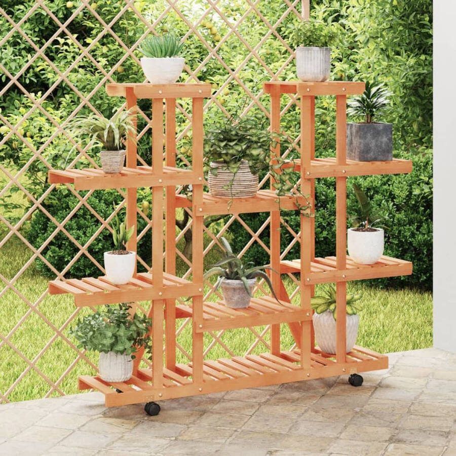 VidaXL -Plantenstandaard-met-wielen-110x25x115-cm-massief-vurenhout
